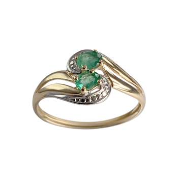 Bague d'occasion or 750 2 tons émeraude