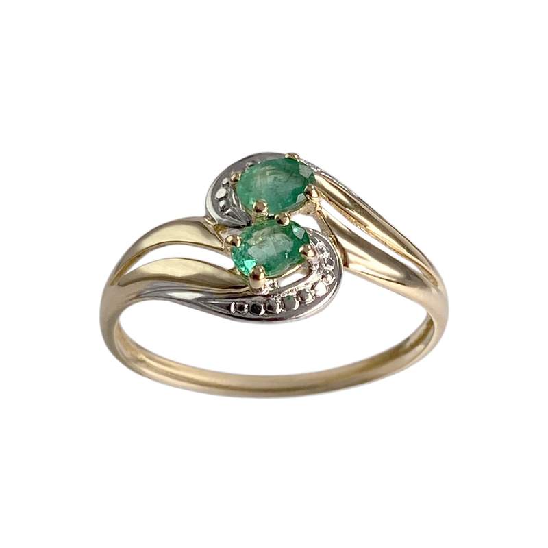 Bague d'occasion or 750 2 tons émeraudes - vue 1