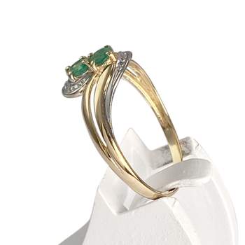 Bague d'occasion or 750 2 tons émeraude
