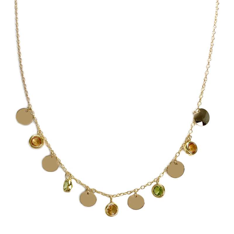 Collier d'occasion or 750 jaune maille forçat citrines péridots - vue 1