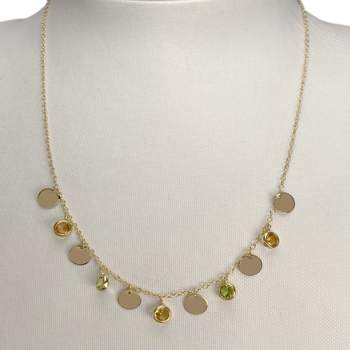 Collier d'occasion or 750 jaune maille forçat citrines péridots