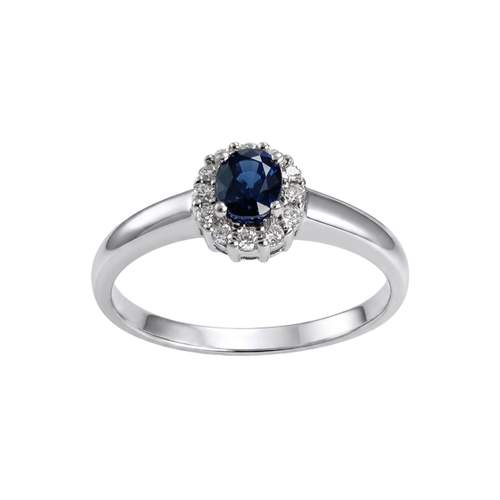 Bague d'occasion or 750 blanc saphir et diamant