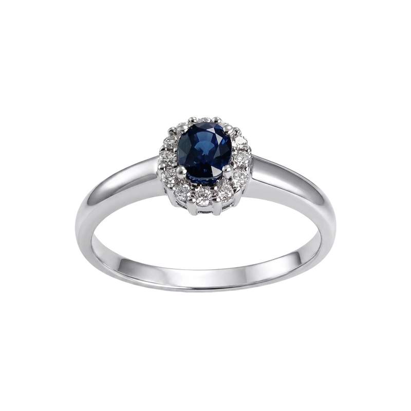 Bague d'occasion or 750 blanc saphir et diamant - vue 1
