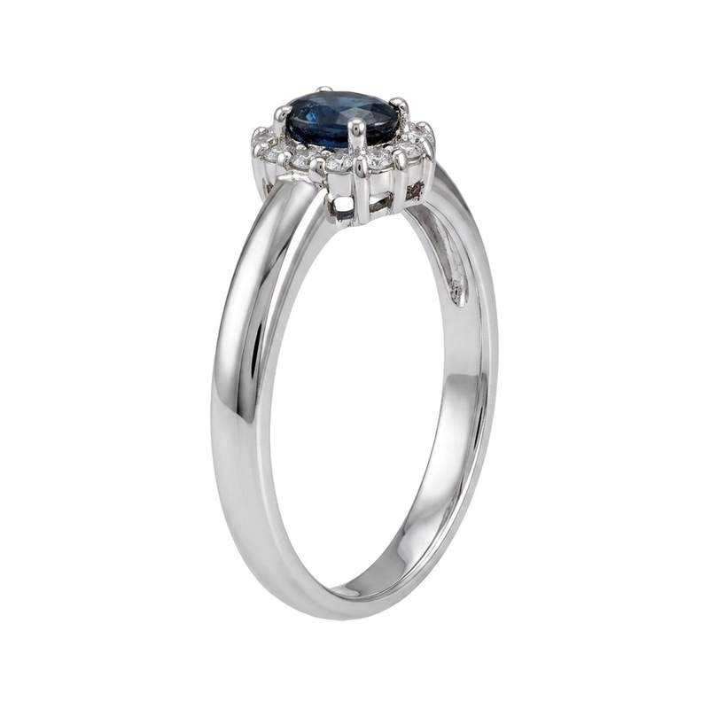 Bague d'occasion or 750 blanc saphir et diamant - vue 2