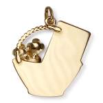 Pendentif AUGIS d'occasion or 750 2 tons panier de fleurs rubis synthétiques - vue 2