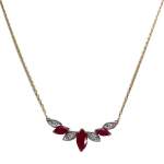 Collier d'occasion  or 750 2 tons maille forçat rubis diamants - vue 1