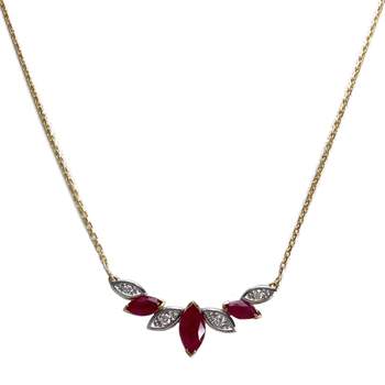 Collier d'occasion  or 750 2 tons maille forçat rubis diamants