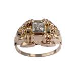 Bague d'occasion  or 750 2 tons pierre blanche synthétique - vue 1