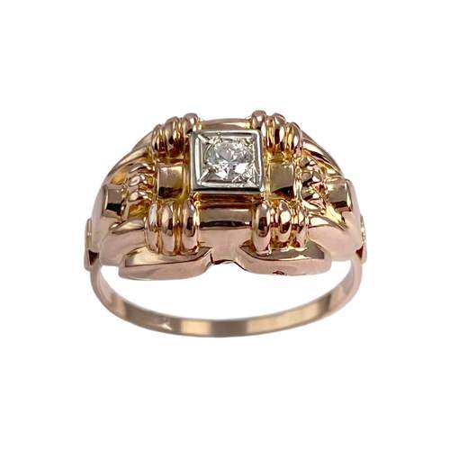 Bague d'occasion  or 750 2 tons pierre blanche synthétique