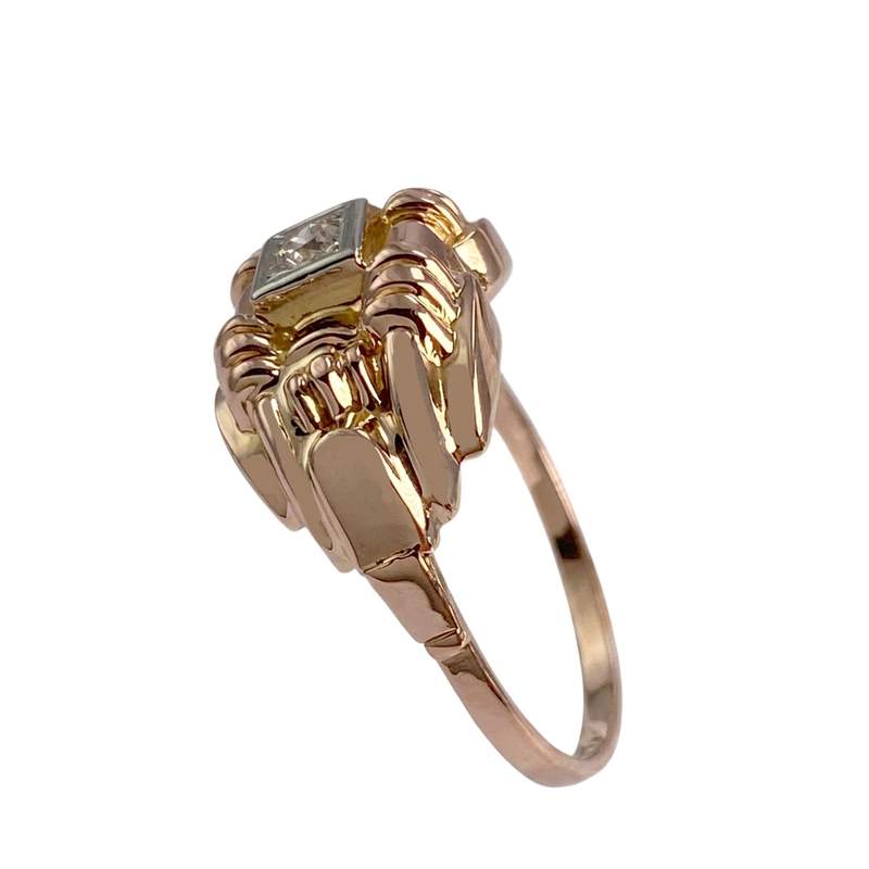 Bague d'occasion  or 750 2 tons pierre blanche synthétique - vue 2