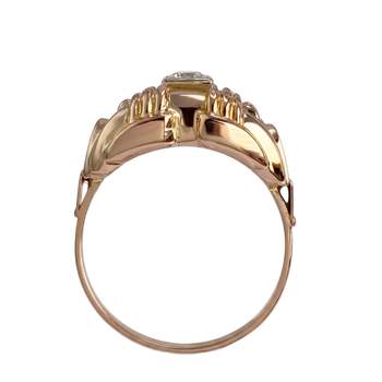 Bague d'occasion  or 750 2 tons pierre blanche synthétique