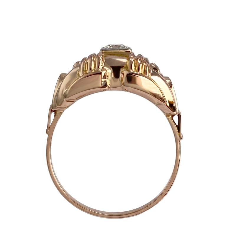 Bague d'occasion  or 750 2 tons pierre blanche synthétique - vue 3