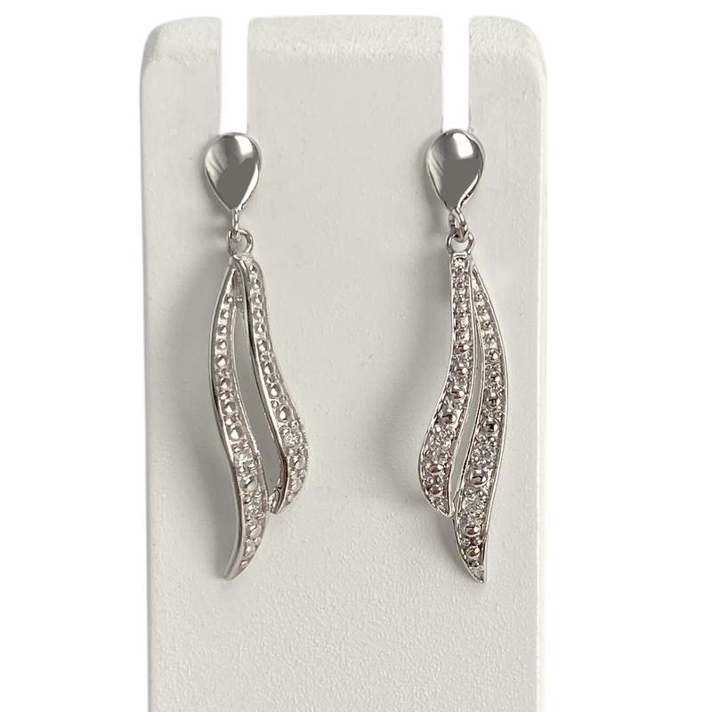 Boucles d'oreilles d'occasion or 375 blanc diamants - vue 1