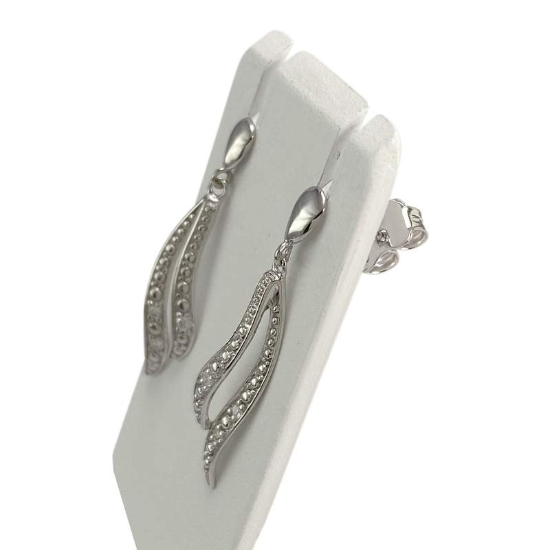 Boucles d'oreilles d'occasion or 375 blanc diamants - vue 2