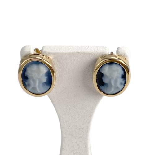 Boucles d'oreilles d'occasion or 750 jaune camées