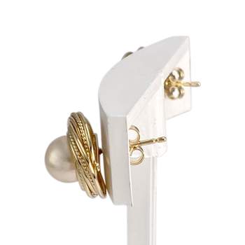 Boucles d'oreilles d'occasion or 750 jaune perles de culture