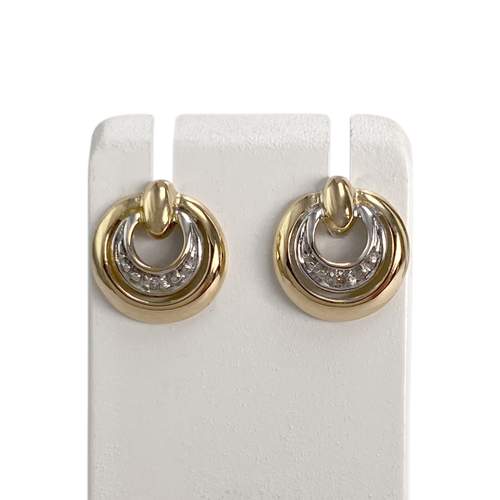 Boucles d'oreilles d'occasion or 750 2 tons diamants
