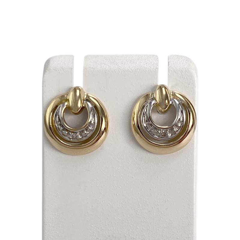 Boucles d'oreilles d'occasion or 750 2 tons diamants - vue 1