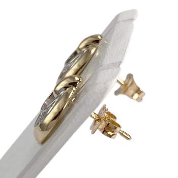 Tweedehands oorbellen in goud 750 2 toon diamanten