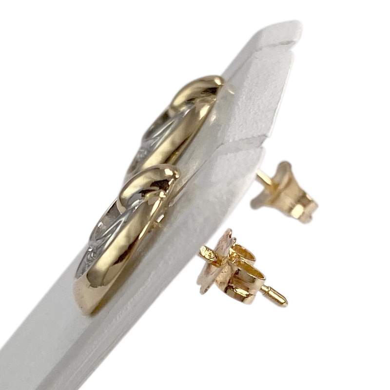 Boucles d'oreilles d'occasion or 750 2 tons diamants - vue 2
