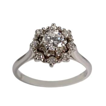 Bague d'occasion or 750 blanc diamants