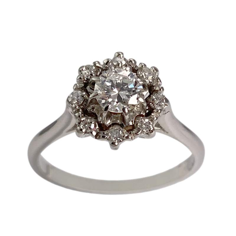 Bague d'occasion or 750 blanc diamants - vue 1