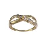 Bague d'occasion or 750 2 tons motifs coeurs diamants - vue 1