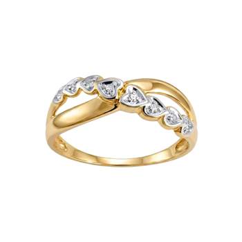 Bague d'occasion or 750 2 tons motifs coeurs diamants