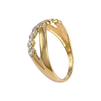 Bague d'occasion or 750 2 tons motifs coeurs diamants