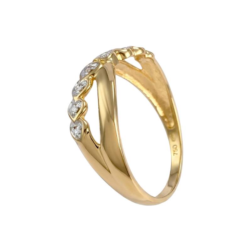 Bague d'occasion or 750 2 tons motifs coeurs diamants - vue 2