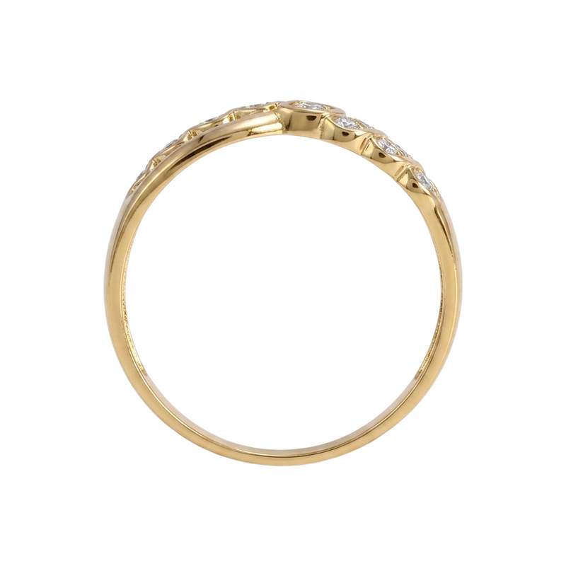 Bague d'occasion or 750 2 tons motifs coeurs diamants - vue 3