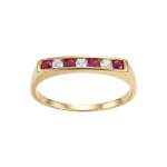 Bague d'occasion or 750 jaune rubis diamants - vue 1