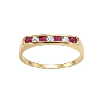 Bague d'occasion or 750 jaune rubis diamants