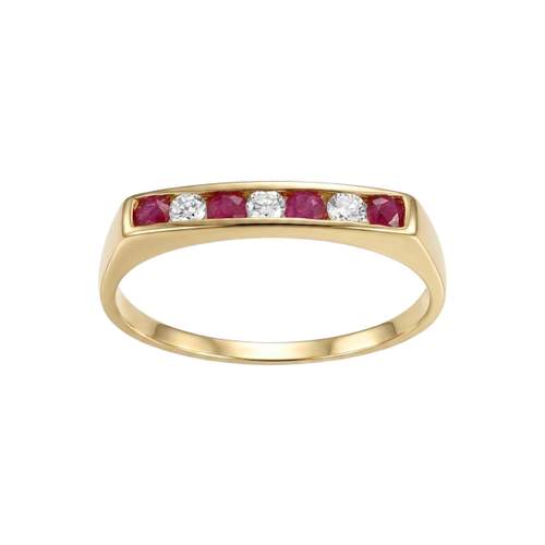 Bague d'occasion or 750 jaune rubis diamants
