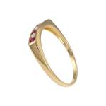 Bague d'occasion or 750 jaune rubis diamants - vue 2
