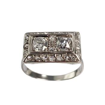 Bague d'occasion or 750 blanc diamant