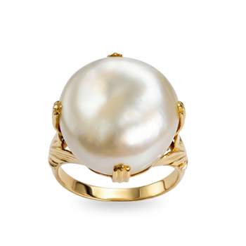 Bague d'occasion or 750 jaune perle baroque