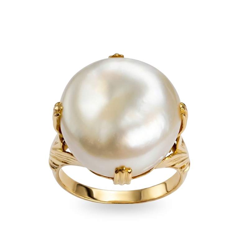Bague d'occasion or 750 jaune perle baroque - vue 1