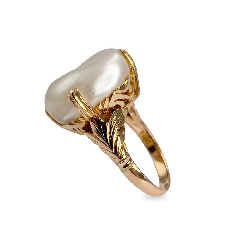 Bague d'occasion or 750 jaune perle baroque - vue 2