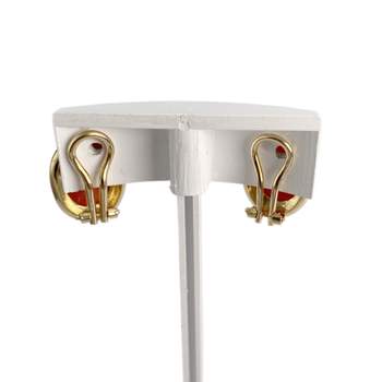 Boucles d'oreilles d'occasion or 750 jaune pierre cabochon en corail