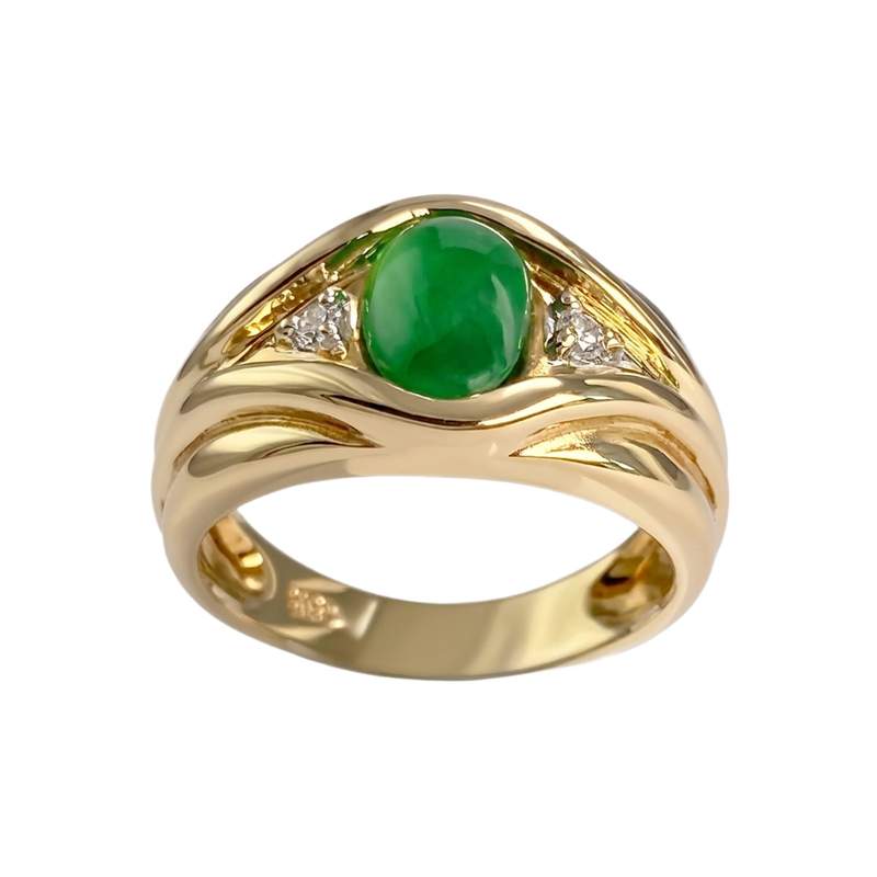 Bague d'occasion or 750 jaune diamant jade - vue 1