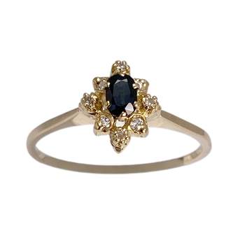 Bague d'occasion or 750 jaune diamant saphir