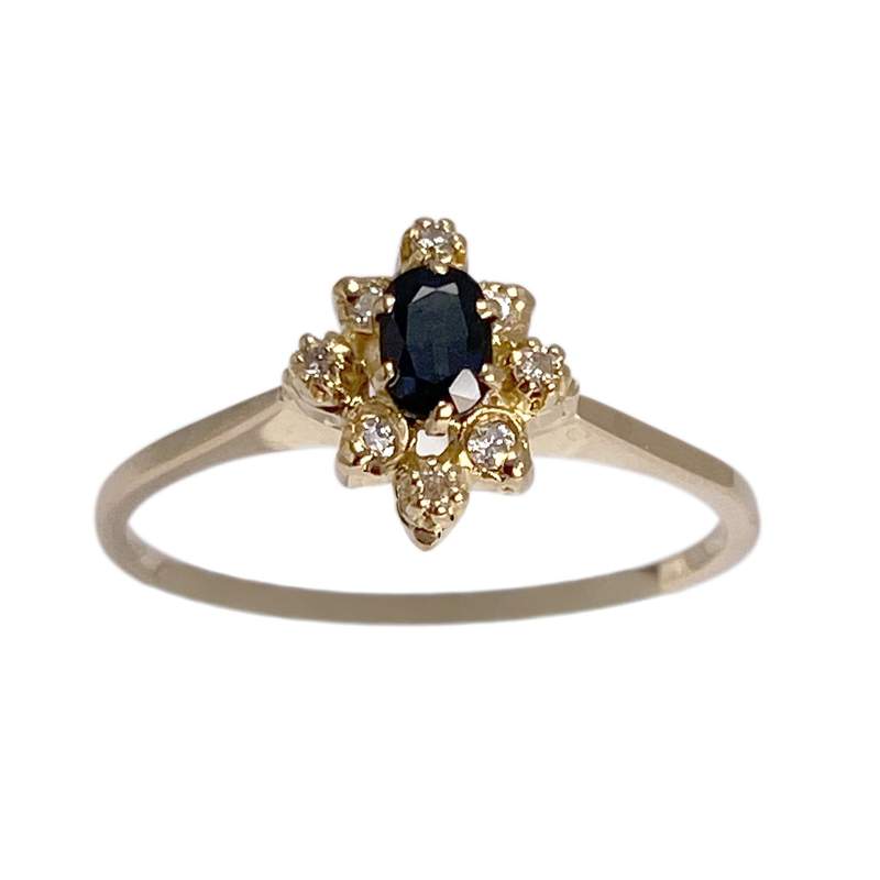 Bague d'occasion or 750 jaune diamant saphir - vue 1