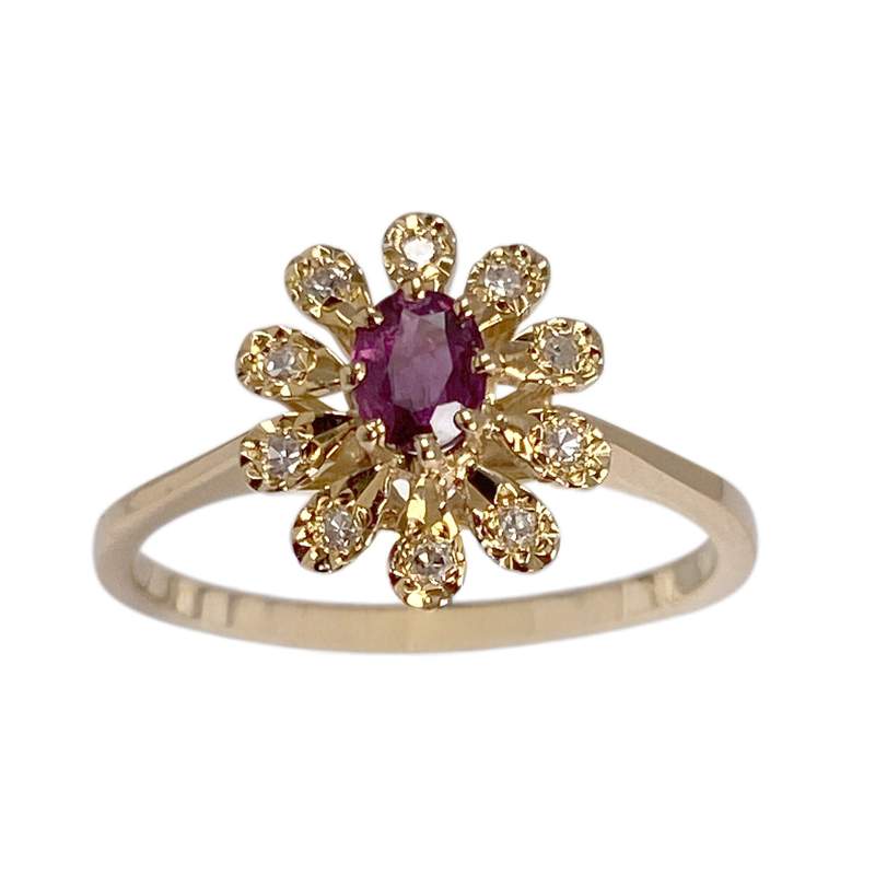 Bague d'occasion or 750 jaune diamant rubis - vue 1