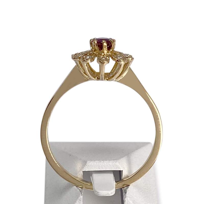 Bague d'occasion or 750 jaune diamant rubis - vue 3