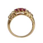 Bague d'occasion or 750 jaune rubis rouge et diamant - vue 3