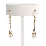 Boucles d'oreilles d'occasion or 750 jaune diamant perle de culture - vue 1