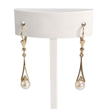 Boucles d'oreilles d'occasion or 750 jaune diamant perle de culture