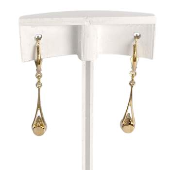 Boucles d'oreilles d'occasion or 750 jaune diamant perle de culture