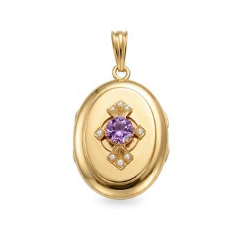 Pendentif d'occasion or 750 jaune amethyste perle de culture